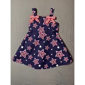 Jessica Ann Baby Girl Dress 24M Navy Red White Star Print Patriotic